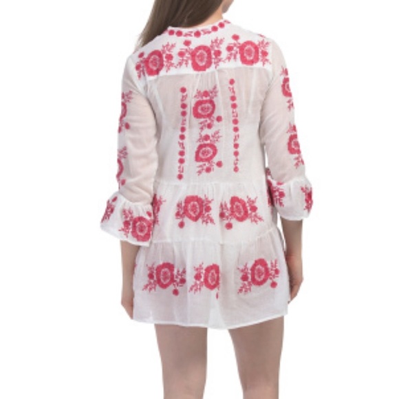 PQ Swim Embroidered Black White Sheer Cover Up Mini Dress XS/S NWT - Picture 3 of 7